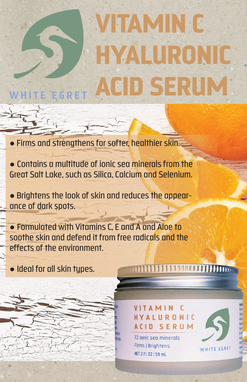 White Egret Vitamin C Hyaluronic Acid Cream, 2 Ounce 2 Fl Oz (Pack of 1)