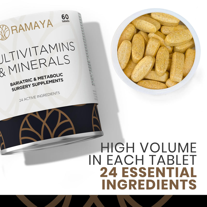 Bariatric Multivitamins with Iron & Calcium + Minerals 1 PER Day Vitamins Gastric Bypass Sleeve Supplements 60 Tablets (2-Month Supply)
