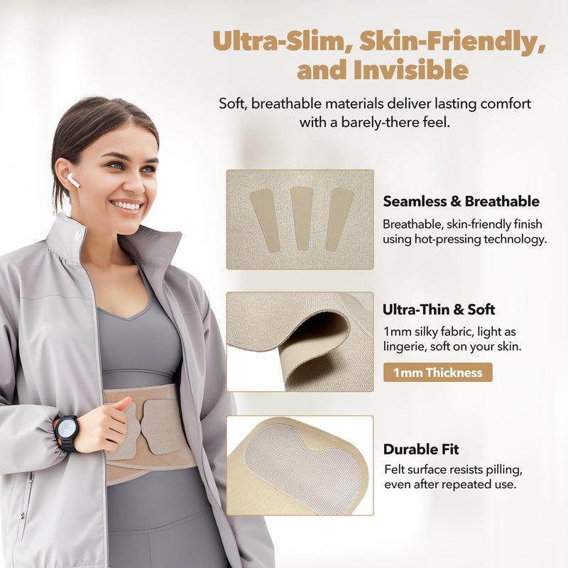 [Australia] - Slim Fit Lower Back Brace – Ultra-Thin Ergonomic H-Shaped Resin Support, Seamless Design for Strong & Comfortable Lumbar Support, Lightweight & Discreet Back Brace (Beige, Large) Beige 