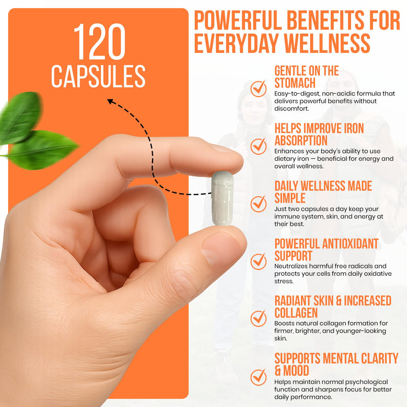 Vinco Liposomal Vitamin C Capsules 1000mg - Advanced Absorption Technology for Daily Wellness Support - Supports Immune Function, Energy Levels & Skin Health - Liposomal VIT C - 120 Vegan Capsules