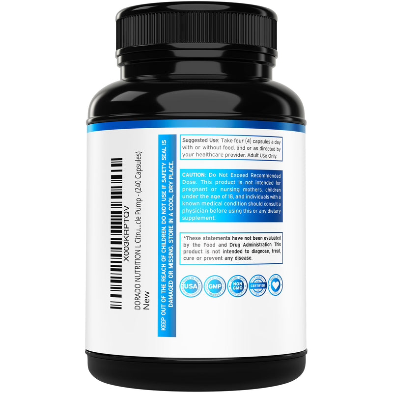 [Australia] - L Citrulline 3000mg Supplement (240 Capsules) Support L Arginine & Nitric Oxide Pills - Stamina, Endurance, Performance for Workouts - NO Supplements for Men - Gluten Free, Non-GMO, Vegan Capsules 
