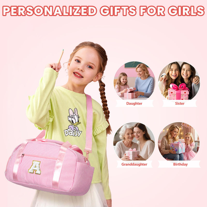 YOOLIFE Initial Travel Duffle Bag Overnight Bag Weekender Gym Bag Purple A | Birthday Gifts for 7 8 9 10 11 12 13 Year Old Girls, Travel Duffle Bag, Shoe Compartment, Overnight Weekender Bag