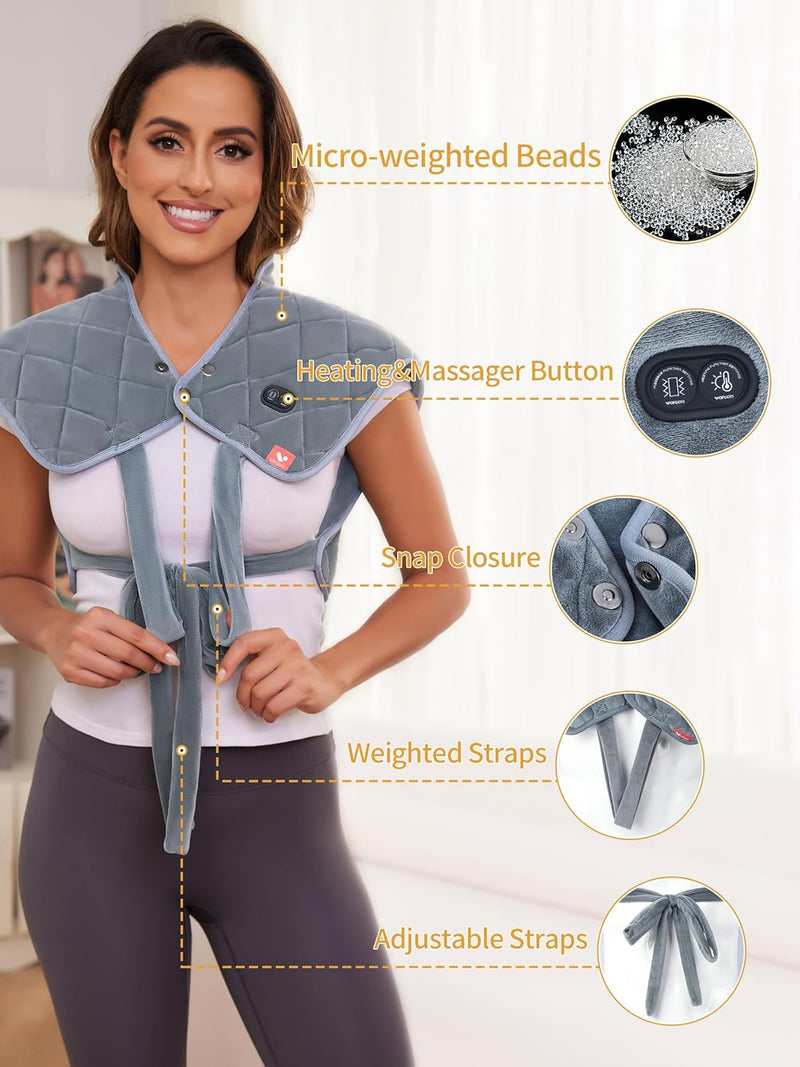 [Australia] - Arlierss graphene heating pad neck shoulder with 10000mAh battery, heat pad wireless back with 3 heating levels, neck warmer shoulder warmer electrically weighted with automatic switch-off, 55x50cm heating 