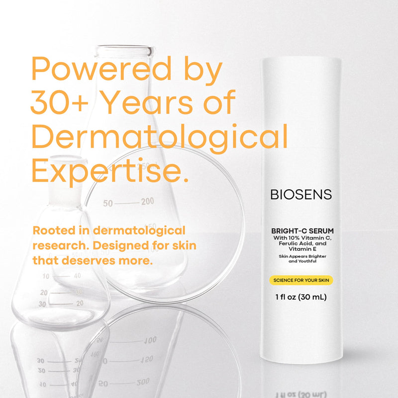 BIOSENS Vitamin C 10% Face Serum Anti Aging & Skin Brightening with Ferulic Acid & Vitamin E Boosts Radiance & Youthful Glow, Reduces Dark Spots & External Stressors 30 mL Vitamin C Serum | 2.5 Fl Oz