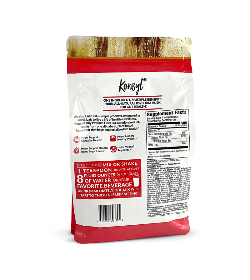 [Australia] - Konsyl Daily Psyllium Fiber Powder | 100% All-Natural Psyllium Husk for Gut & Digestive Health | No Sugar, No Fillers 90 Servings (540g) 1.19 Pound (Pack of 1) Bag 