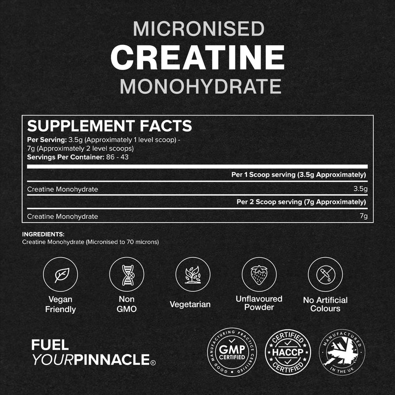 Creatine Monohydrate Powder - 300g, Unflavoured, 100% Pure Micronised Creatine for Strength, Power & Muscle Performance, Easy to Mix Creatine Powder | 86-43 Servings