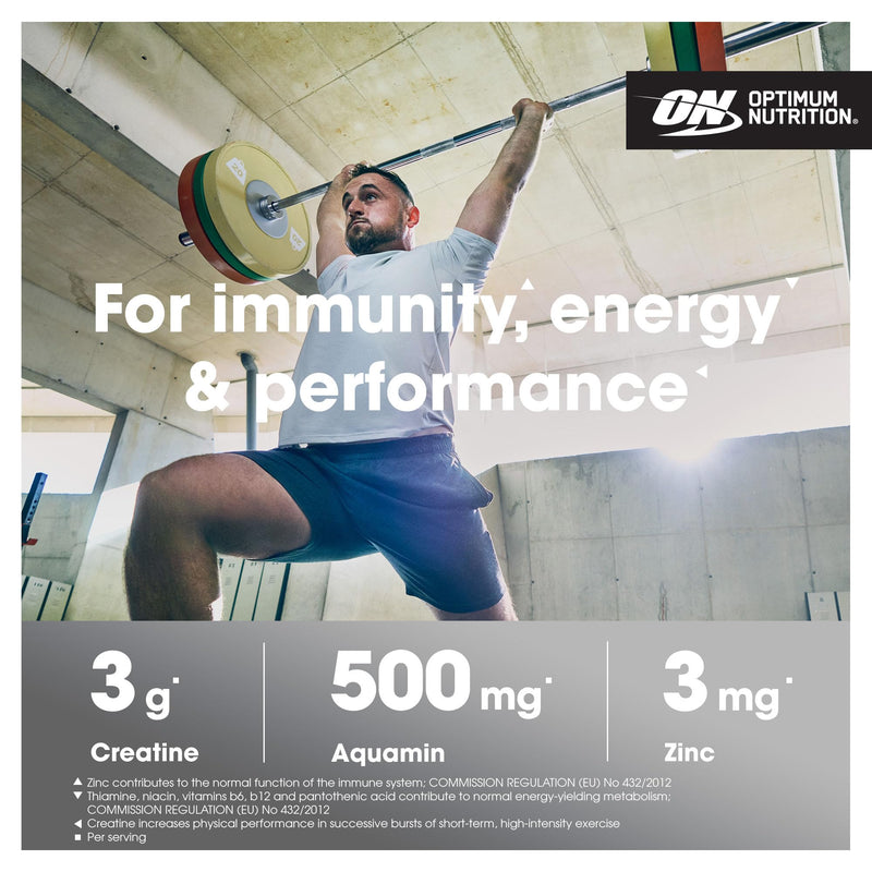 Optimum Nutrition Platinum Creatine Plus, Advanced Food Supplement to Increase Power and Performance, with Aquamin Magnesium for Electrolyte Balance, Orange Flavour, 50 Servings, 350 g