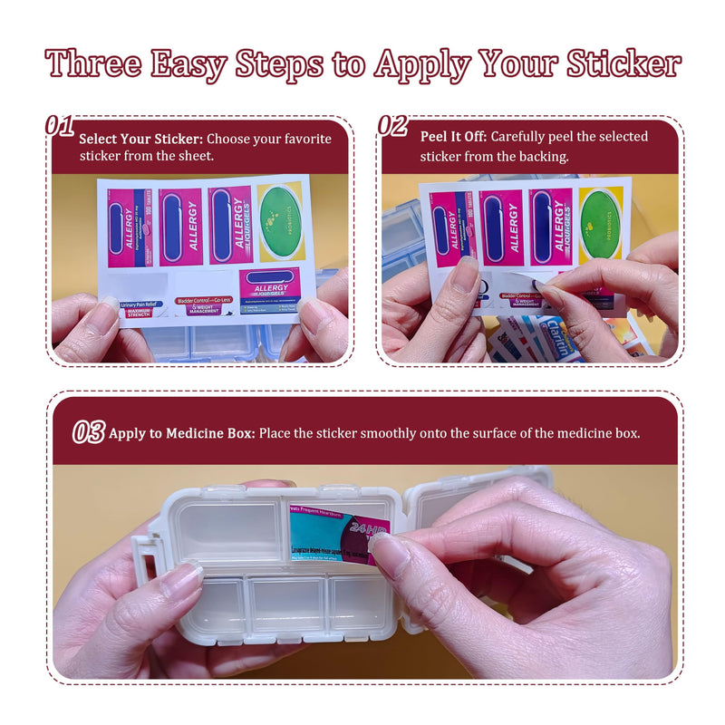 [Australia] - Pill Organizer with Medicine Labels 161 Labels Travel Daily Pill Container Mini Medication Organizer Storage Pill Organizer Travel Essentials Pill Case 7 Day Pill Organizer (Pink, 1 Pack) Pink 