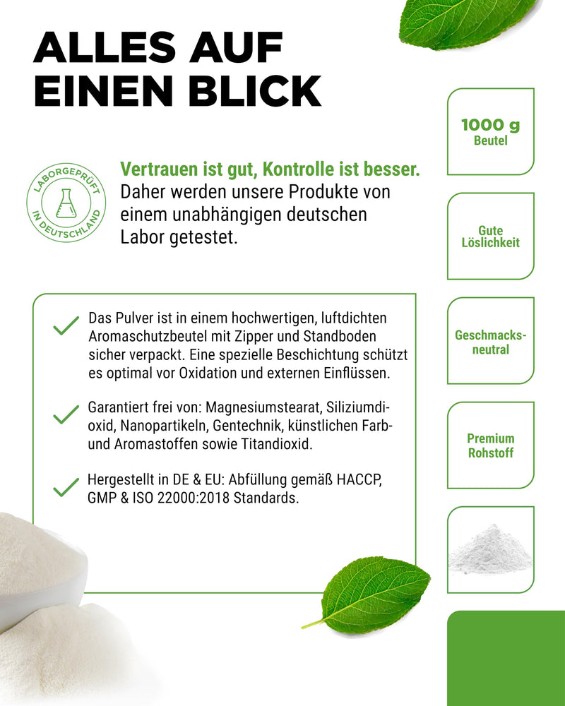 [Australia] - Collagen powder 1000 g - 100% bioactive collagen hydrolyzate peptides - collagen types 1, 2 & 3 - neutral in taste - without additives 1 kg 