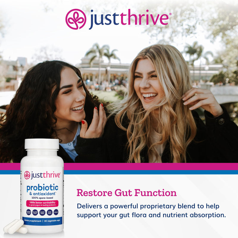 [Australia] - Just Thrive Probiotic & Antioxidant Supplement - 100% Spore-Based Digestive and Immune Support - Gluten Free, 30 Caps 30 Count (Pack of 1) 