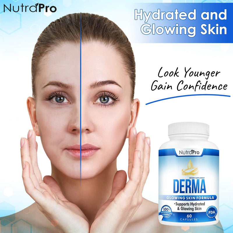 Dermal Repair Complex for Hydrated, Glowing Skin –Anti Aging Supplement with Phytoceramides & Alpha Lipoic Acid. Fast Results Hydration Pills Enhances Smoothness & Reduces Wrinkles. 60 Liquid Capsules