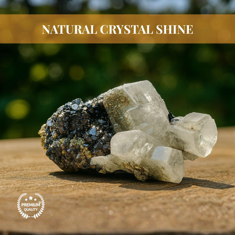 Natural Calcite Crystal from Peru - Authentic Energy Stone Specimen Formed with Several Crystals | Cluster, Druse or Twin Shapes | for Collection, Decoration or Gifting (8 to 9 Ounce) 8 to 9 Ounce
