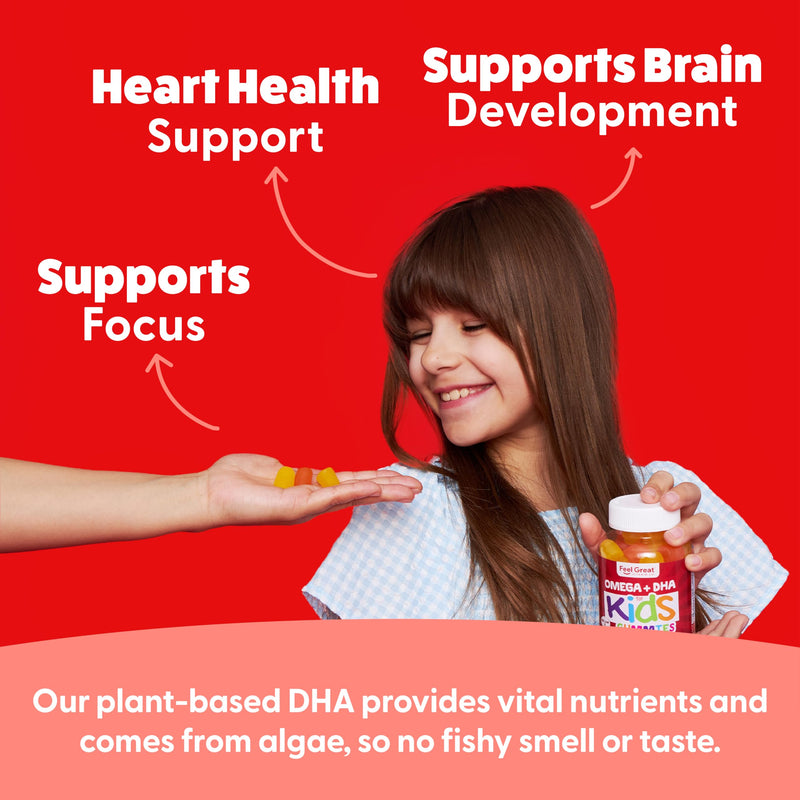 [Australia] - Feel Great Vitamin Co. Complete DHA Gummies for Kids | with Omega 3 6 9 + DHA, Vitamin C | Supports Healthy Brain Function, Vision & Heart Health | Gluten Free, Vegetarian | 60 Gummies Kids DHA + Omega 60 