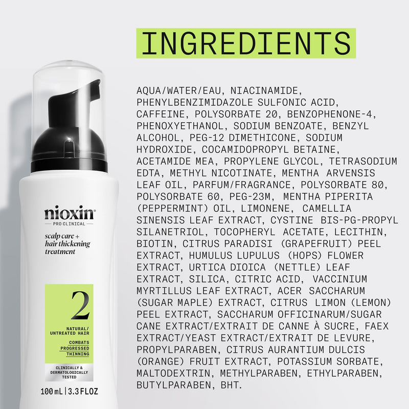 Nioxin System 2 | Scalp Care | Leave-In Treatment | For Natural Hair | Hair with Progressed Thinning | Boost Hair Density & Strengthen Against Breakage with Niacinamide & Biotin 3.3 Fl Oz (Pack of 1)