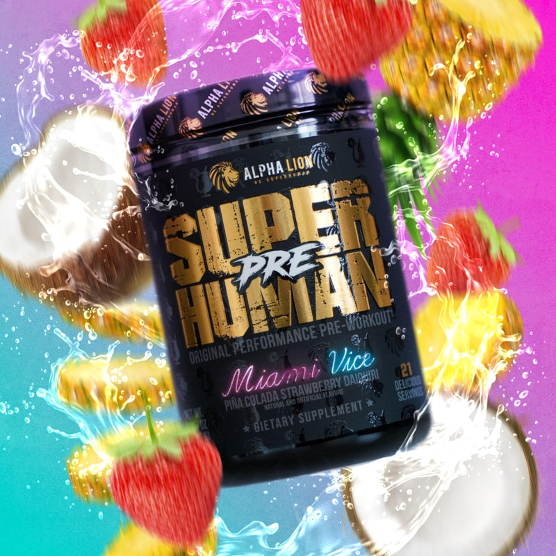 [Australia] - ALPHA LION Superhuman Pre Workout Powder, Beta Alanine, L-Taurine & Tri-Source Caffeine for Sustained Energy & Focus, Nitric Oxide & Citrulline for Pump (21 Servings, Miami Vice) Miami Vice - Pina Colada Strawberry Daiquiri 