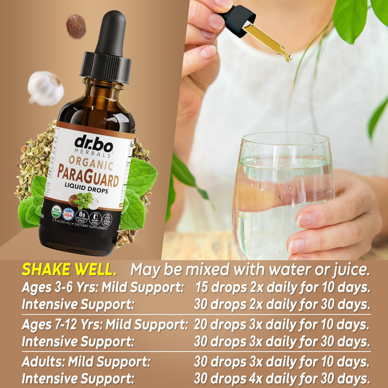 [Australia] - ParaGuard Cleanse Liquid Organic Detox - Organic Intestinal Guard Formula Supplement for Humans with Black Walnut Wormwood Clove & Oregano Tincture - Natural Herbal Intestine Body Gut Cleanser 2 oz 