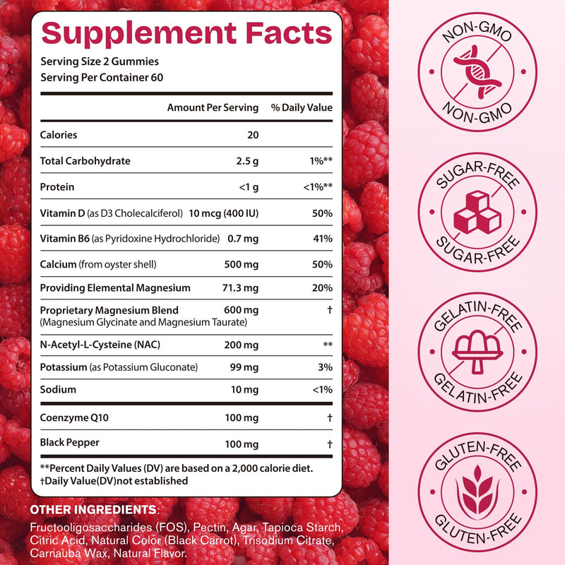 Magnesium Glycinate Gummies with Vitamin D3 & B6 - High Absorption, 100mg of Elemental Magnesium per Serving - Supports Relaxation, Occasional Sleeplessness & Muscle Comfort*- Vegan, Sugar Free, 120 C