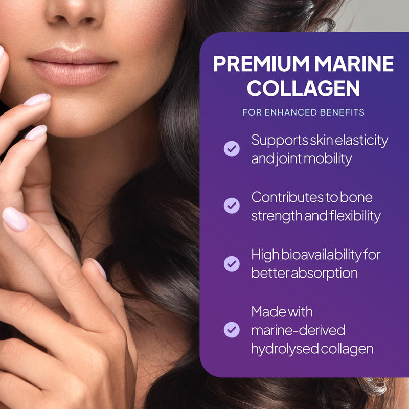 High Strength Marine Collagen | Supports Healthy Skin, Joints & Bones | with Vitamin C for Collagen Formation | 180 Tablets = 60 Days’ Supply | Made in The UK in Accordance with GMP Standards. Unflavoured 1 count (Pack of 180)