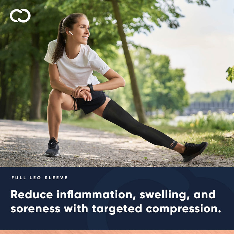 [Australia] - Copper Compression Leg Compression Sleeve - Copper Infused Knee Stabilizer Brace for Running, Meniscus Tear, ACL, MCL, Arthritis, Joint Pain Relief - Thigh & Calf Support for Men & Women Medium Black 