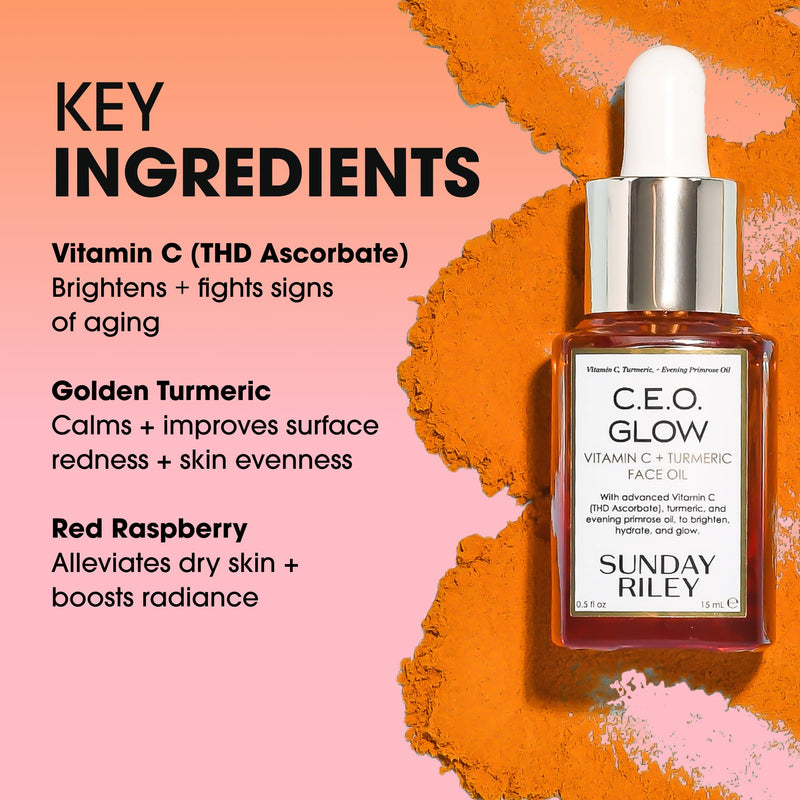 Sunday Riley C.E.O. Glow Vitamin C & Turmeric Face Oil 0.5 Fl Oz (Pack of 1)