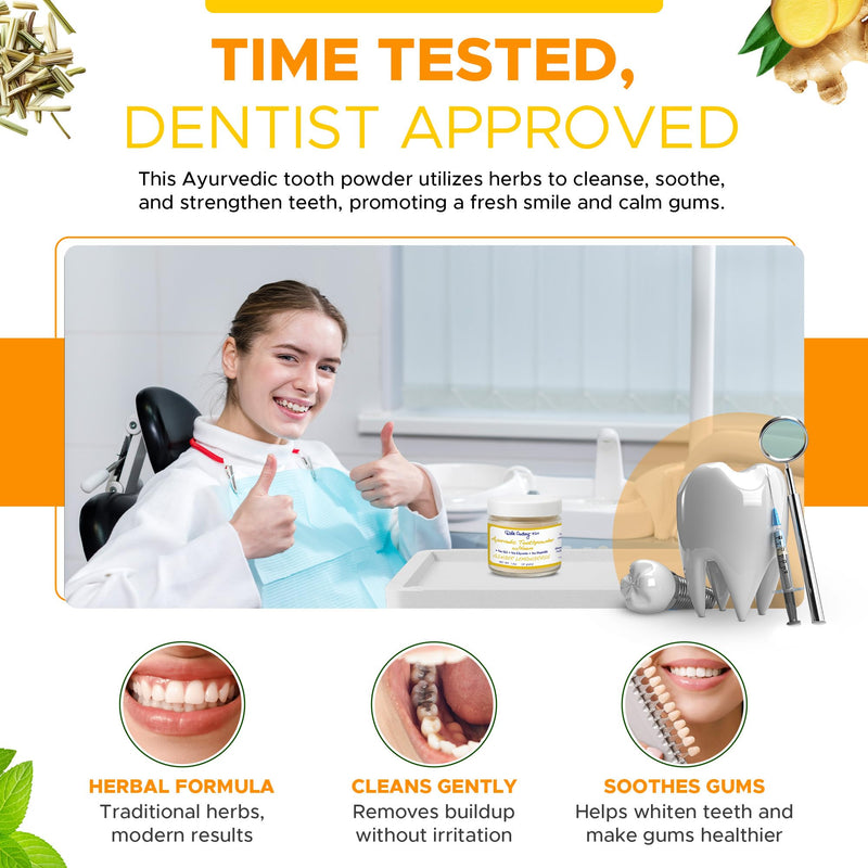 Ayurvedic Remineralizing Tooth Powder for Sensitive Teeth | Organic Fresh Ginger Flavor for Teeth Whitening and Fresh Breath | Natural Tooth Sensitivity Toothpowder for Gums and Bad Breath-1.3 Oz Ginger/Lemongrass
