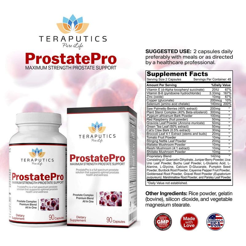 [Australia] - ProstatePro - 33 Herbs Saw Palmetto Prostate Health Supplements For Men | Reduce Urination | Hair Growth w/ DHT Blocker | Beta Sitosterol, Pygeum and Saw Palmetto for Men Prostate Support, 90 Capsules 
