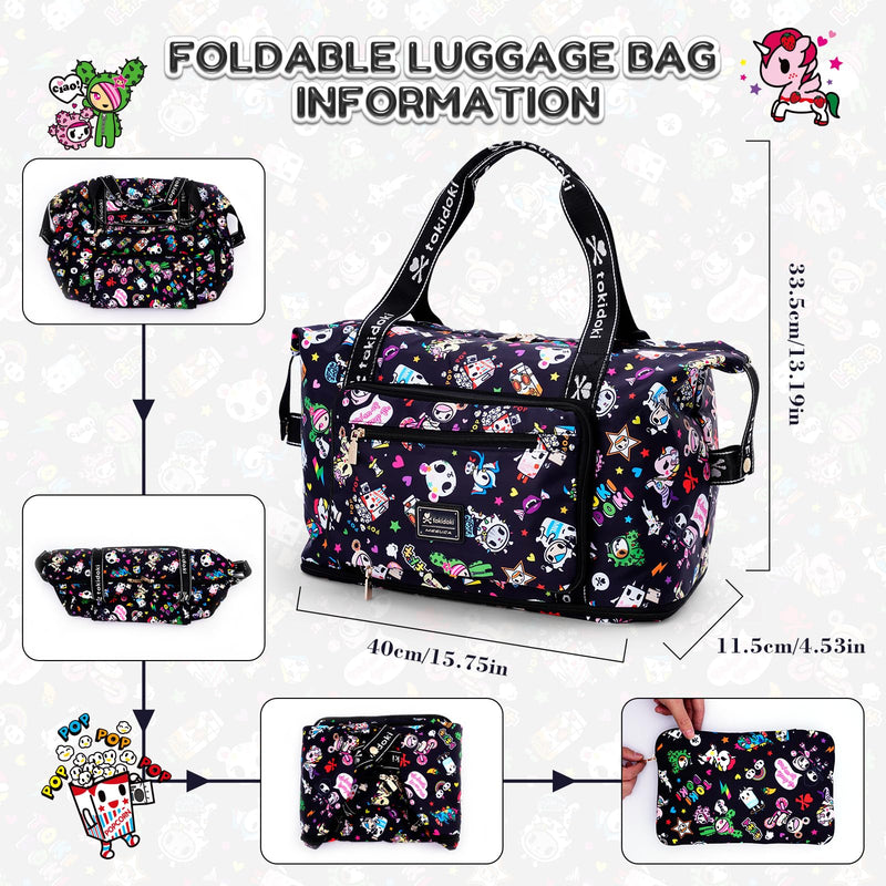 Tokidoki Unicorno 40L Foldable Expandable Travel Duffle Bag, Weekender Overnight Gym Duffel Luggage Carry On Bag for Women Girls