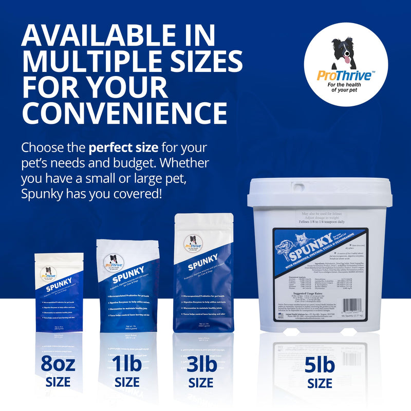 PROTHRIVE Spunky Digestive Supplement - Probiotics, Digestive Enzymes, Joint Support for Cats and Dogs | Gut Health | Pet Probiotics for Dogs and Cats - 1lb - PawsPlanet Australia