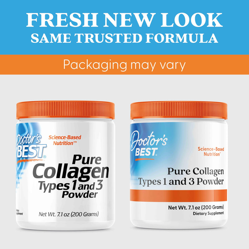 Doctor's Best, Pure Collagen Type 1 and 3 (Collagen Type 1 and 3), 200g Powder, Gluten Free, SOYA Free