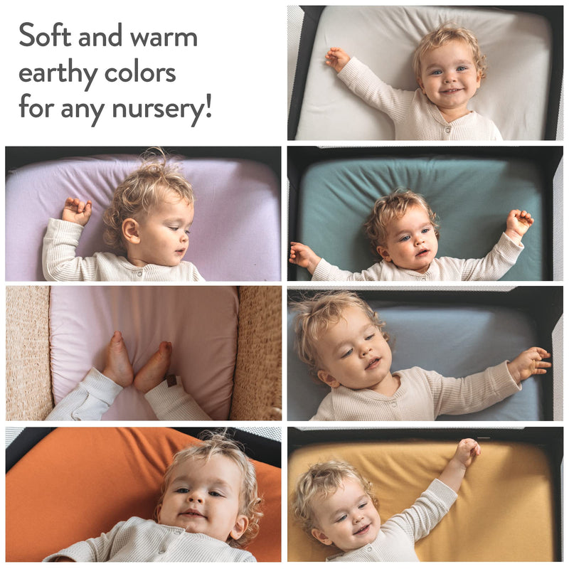 [Australia] - Bassinet Fitted Sheets for Halo Bassinest Swivel Sleeper Mattress – Snuggly Soft 100% Jersey Cotton – 2 Pack – Light + Dark Sage Green – 2 Pack 