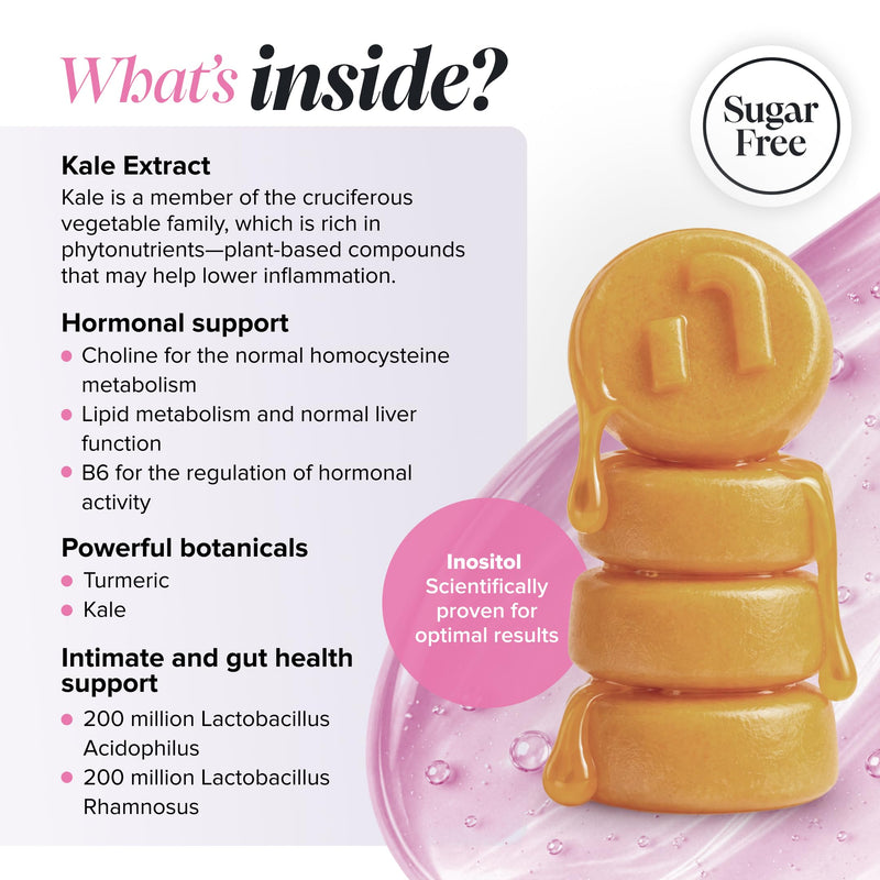 Endo Gummies - Myo-Inositol, Turmeric, Vitamin B6 & Probiotics for Gut Health - Intimate Health & Hormone Balance for Women - 60 Feminine Balance Gummies - Gluten Free - 1-Month Supply - Novomins