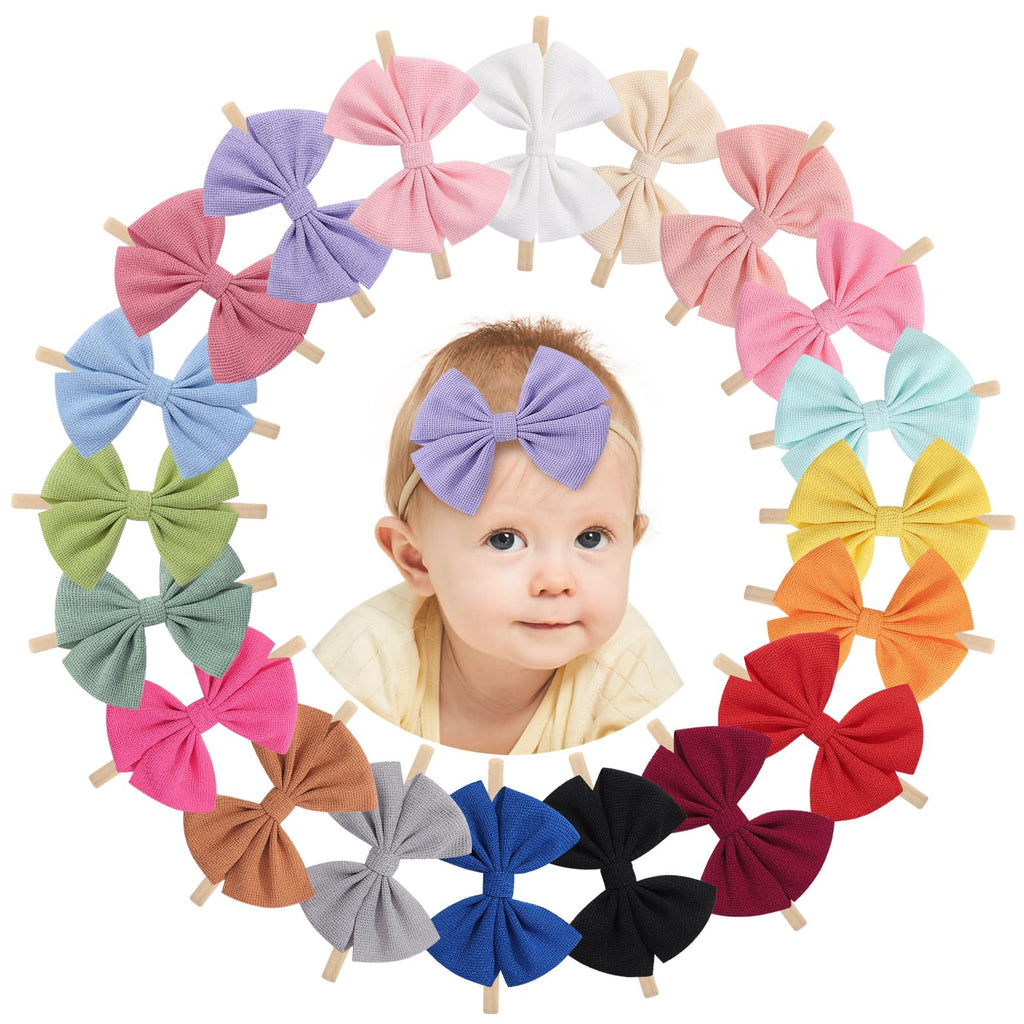 doboi 20PCS Baby Girls Headbands Hair Bows Nylon Hairbands Hair Accessories for Newborn Infant Toddlers Little Girls baby headbands