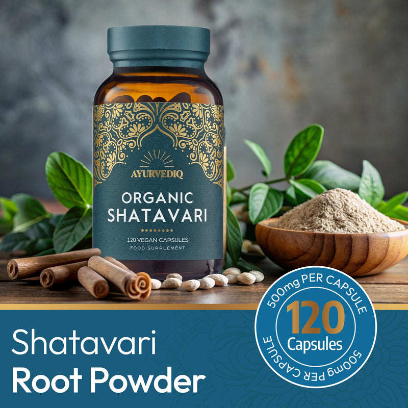 Organic Shatavari Capsules 120, 500mg – Natural Pure Shatavari Powder for Breast Milk, Hormone Balance for Women – Soil Association Certified - Vegan Ayurveda Products 120 count (Pack of 1)