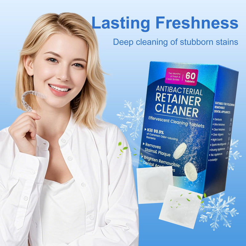 [Australia] - Retainer Cleanser Tablets 23mm.Ultrasonic Retainer Cleaner Tablets for Dentures and Invisalign - Effective Dental Cleaning for Teeth and Retainers-60pack 60 