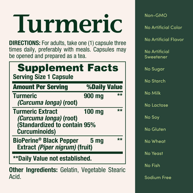Nature's Bounty Turmeric with Black Pepper Extract, 60 Capsules 60 Count (Pack of 1)