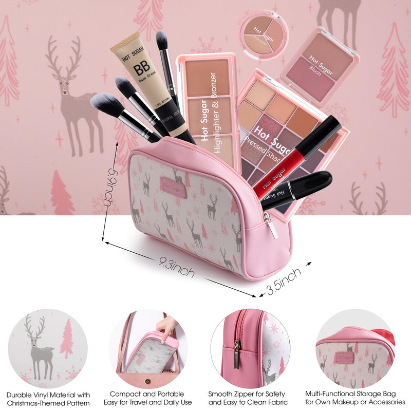 [Australia] - Hot Sugar Travel Makeup Kit All in One, Makeup Kit for Women Full Kit, Makeup Gift Set for Beginners and Professionals with Cosmetic Bag (Pink) Pink 
