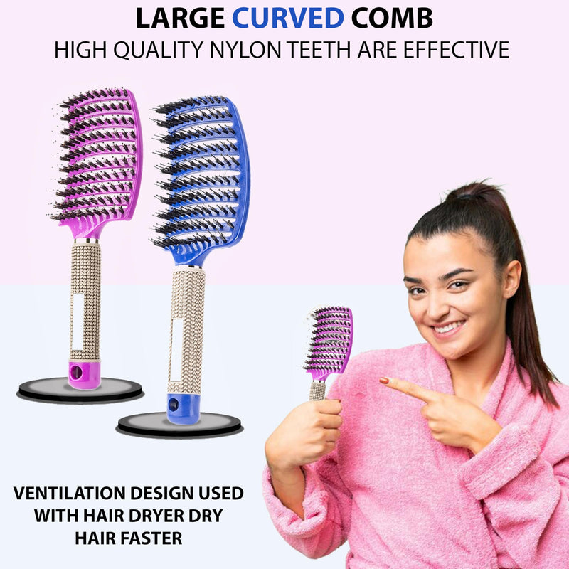Detangling Brush 2 Pack, Hairbrush with Ultra Soft Bristles for Effortless Tangle Removal for Women, Girls, Detangler Fast Drying Styling Massage Hair brush for Wet or Dry Hair