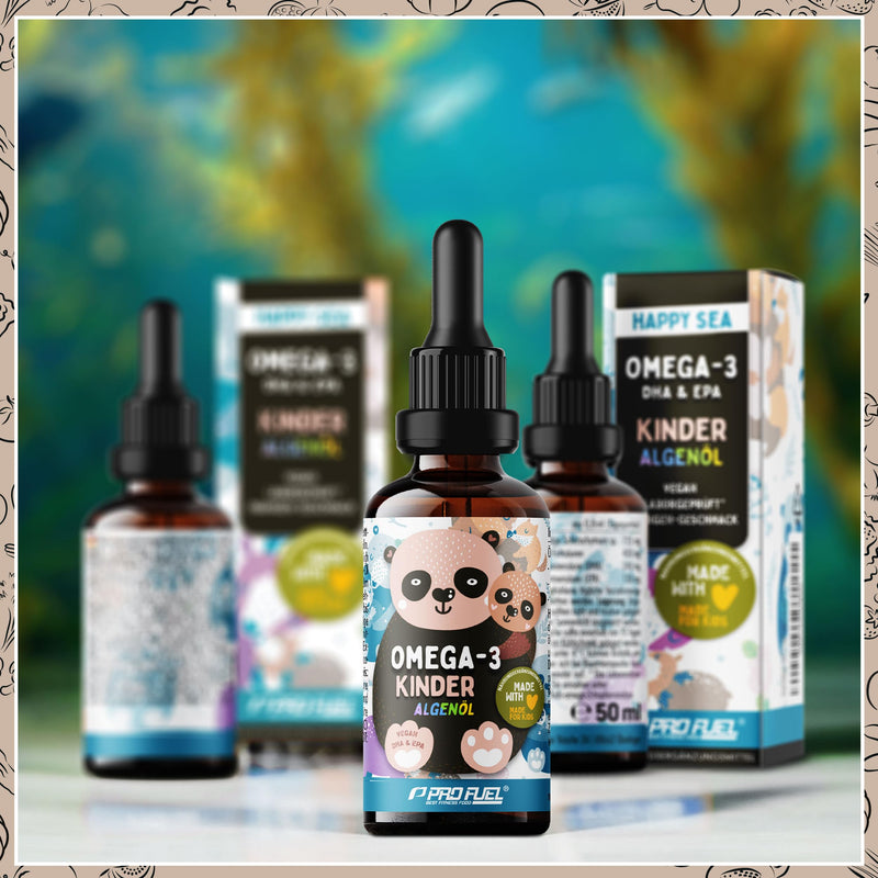 [Australia] - Omega-3 Vegan for CHILDREN (50 ml) - DHA & EPA - Omega-3 algae oil with 250 mg DHA and 130 mg EPA per day - delicious orange flavor - laboratory tested with certificate - supply for 62 days - 100% vegan 1x 50 ml algae oil 