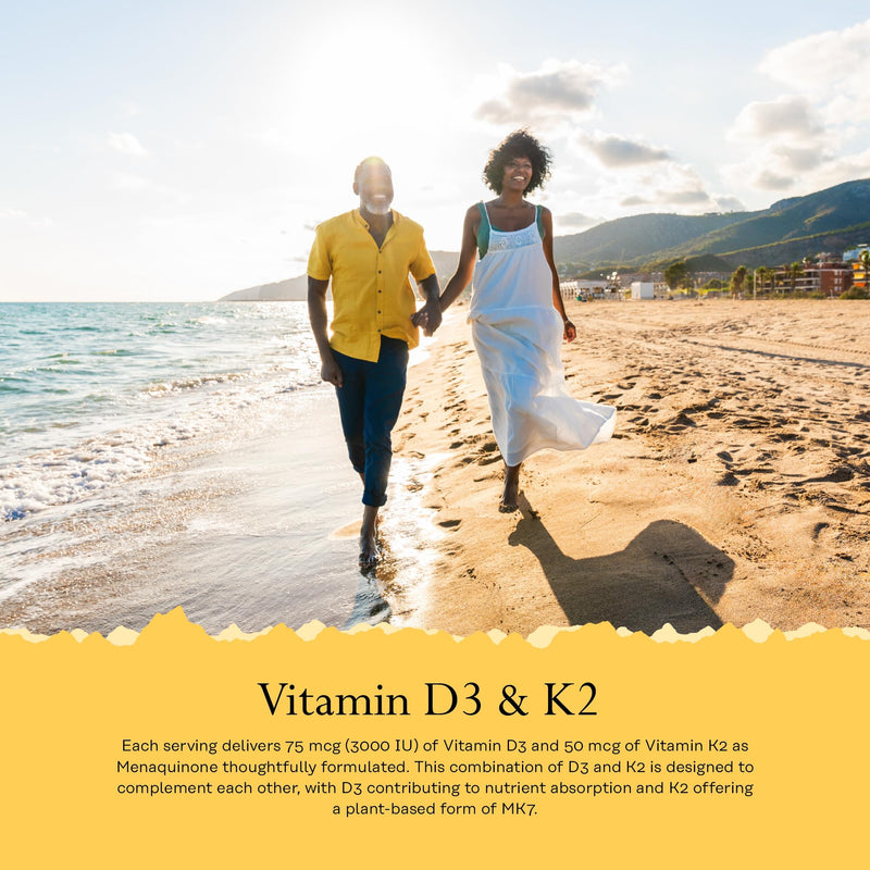 Solaray Vitamin D3 3000 IU and K2 50mcg - 120 Vegetarian Capsules - High Strength Vitamin D and K for Immune, Bone & Muscle Support - 4 Month Supply - Lab Verified