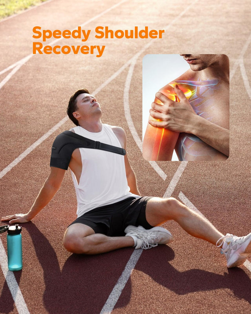 [Australia] - Komoko Shoulder Brace, Rotator Cuff Support Brace and Arm Sling for Pain Relief, Shoulder Compression Sleeve for Preventing Strains and Dislocation, Adjustable Fits Left and Right Arm, Men & Women Black 