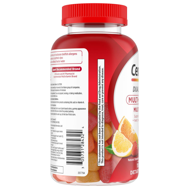 Centrum MultiGummies Multi+ Omega 3, Assorted Fruit Flavors, 110 Count | Supports Heart Health, Normal Brain Function, Eye Health, Daily Energy Needs and Normal Immune Function, GLP-1 Support New 110 Count (Pack of 1)