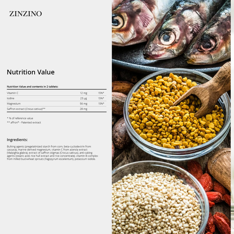 ZINZINO - Viva+ Daily Supplement - 60 Tablets | Contains Iodine, Vitamin C, Magnesium, B Vitamins, And Plant Extracts In A Convenient Daily Tablet Formula