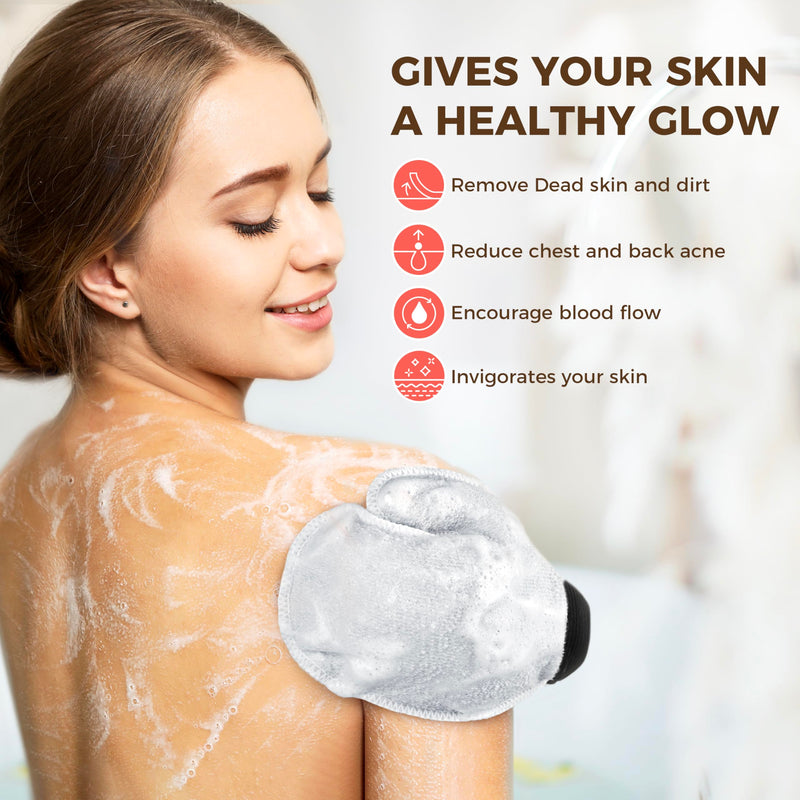 [Australia] - ZOMCHI 2 Pack Deep Exfoliating Glove with Dual Texture, Massage Body Scrub Gloves for Home Spa, Exfoliating Mitt for Dead Skin Removal (Deep + Gentle) Deep + Gentle 