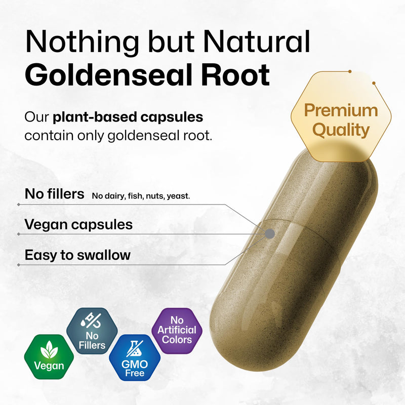 [Australia] - Goldenseal Root Supplement - Organic Goldenseal Capsules 700 mg - Traditional Herbal Supplement - 100 Vegan Pills 