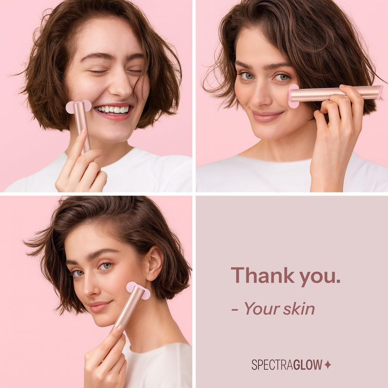 Red Light Therapy Wand for Face – 4-in-1 Device with Travel Case - Adjustable Head - Red & Blue LED - Soothing Massage - Portable Skin Care Tool for Anti-Aging, Glow & Firmness