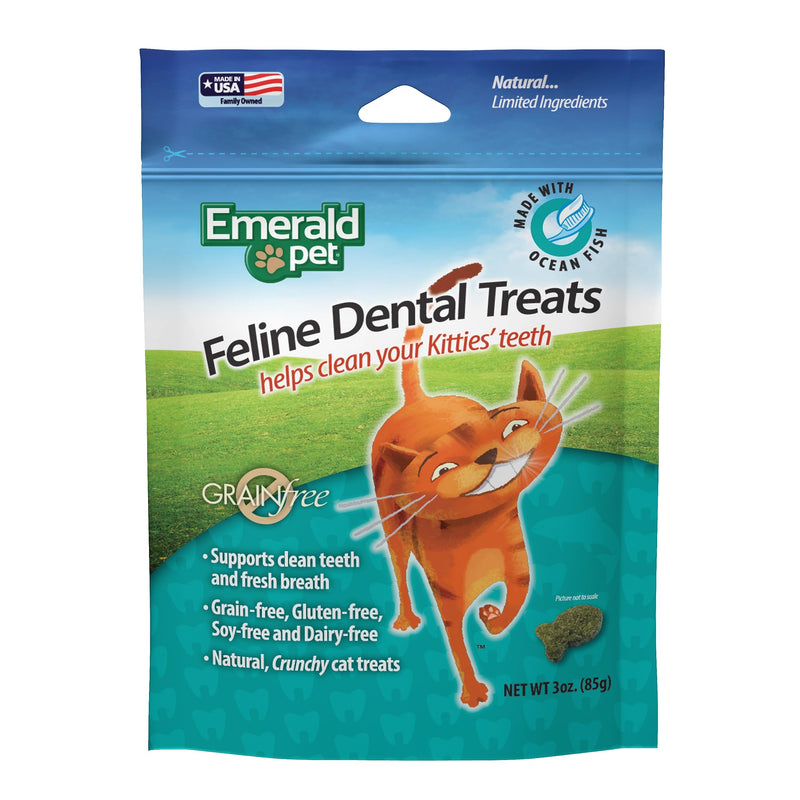 Feline Dental Treats — Tasty and Crunchy Cat Dental Treats Grain Free — Natural Dental Treats to Clean Cat Teeth, Freshen Cat Breath, and Reduce Plaque and Tartar Buildup — Ocean Fish Treats, 3 oz - PawsPlanet Australia