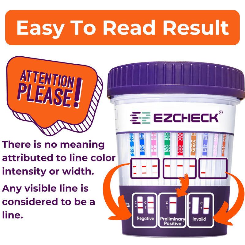 [5 Test Cups] 14-Panel EZCHECK® Multi-Drug Urine Test Cup – at-Home Instant Testing for 14 Substances - Fast Result in 5 mins