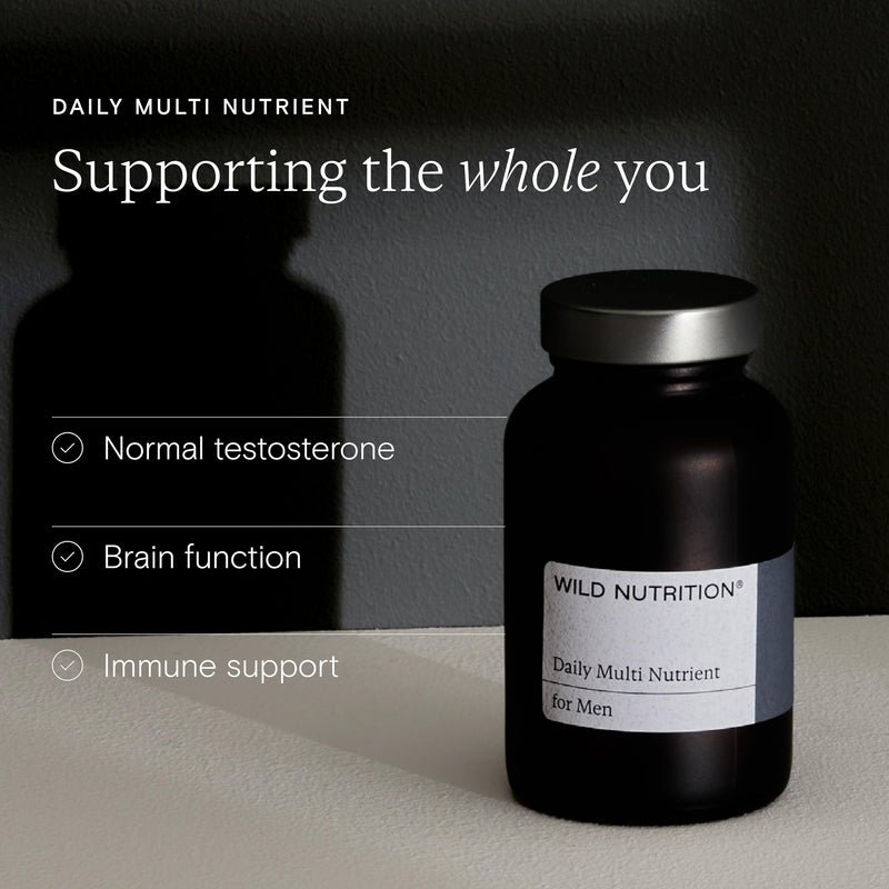 WILD NUTRITION Food-Grown® Men's Daily Multi Nutrient | Multivitamin Tablets for Men | Multivitamin for Men to Support Normal Testosterone, Brain & Nervous System, and Energy Metabolism | 60 Capsules Men's Multi 30 count (Pack of 1)