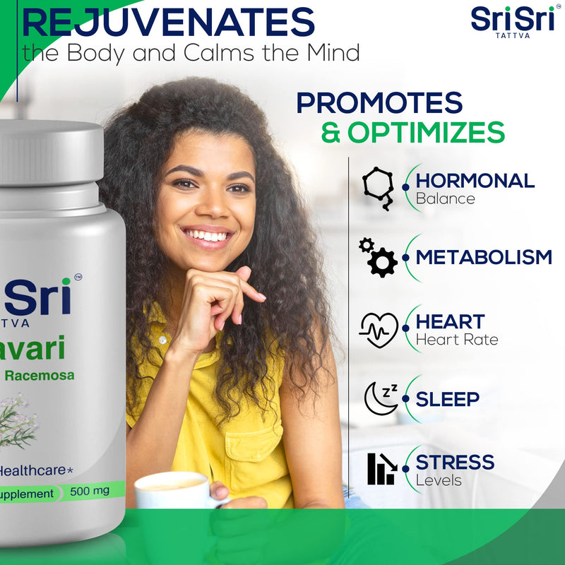 [Australia] - Sri Sri Tattva Shatavari Asparagus Racemosa Dietary Supplements ‚Äì 60 Tablets 500mg Organic Shatavari‚Äì Reproductive Health Ayurvedic Herb for Balancing Vata & Pitta 