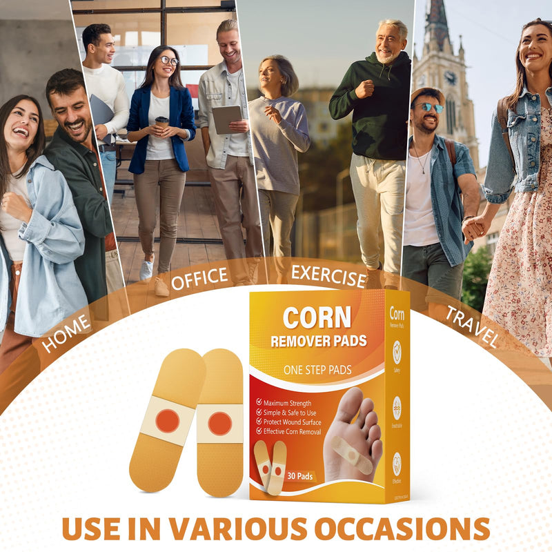 [Australia] - Corn Remover Pads for Feet & Toes - 30 Medicated Patches with 40% Salicylic Acid | Extra Strength Callus Treatment for Small Corns & Calluses, All-Day Adhesive Protection for Active Adults 30 Count (Pack of 1) 